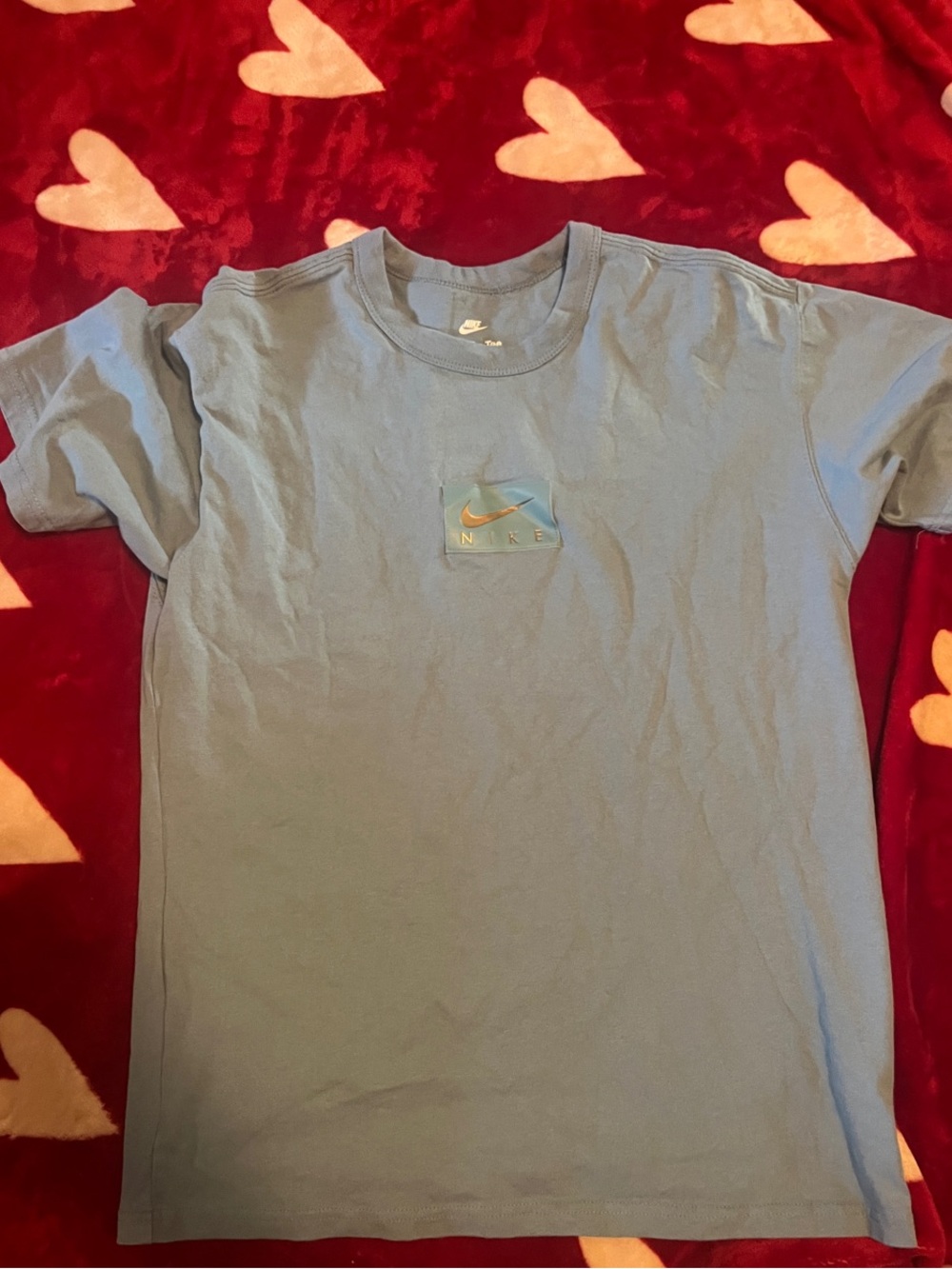 Nike Dusty Blue Crewneck T-Shirt with Small Swoosh Graphic